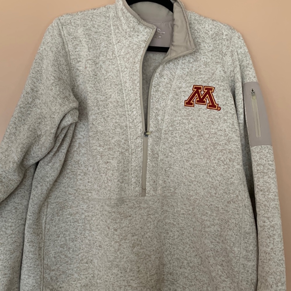 Women's Antigua Oatmeal Minnesota Golden Gophers Fortune Half-Zip Pullover.